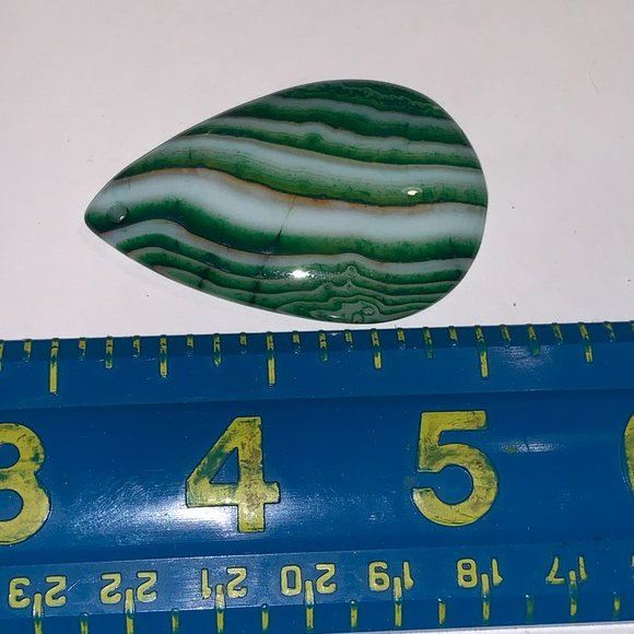 Green and white Teardrop Agate Focal Drop - Picture 6 of 6